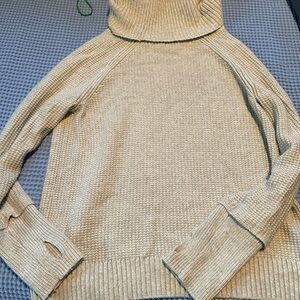 Market & spruce sweater cowl neck with thumb holes sz M cozy comfy Sharon waffle